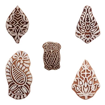 Set of 5 Piece New Mix Wooden Printing Blocks